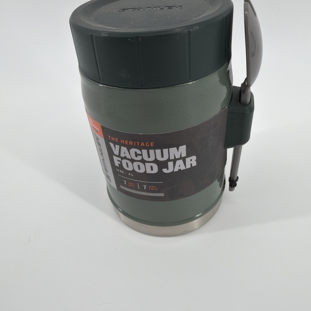 Stanley Classic 14oz Hammertone Green Food Jar Vacuum Insulated 7hrs Hot or Cold
